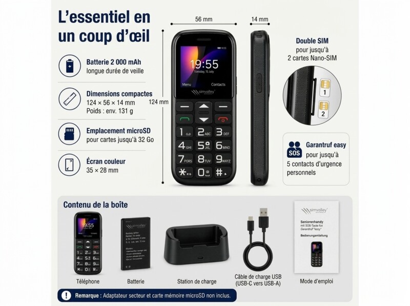 Téléphone mobile senior 4G XL-985 avec bouton SOS – Image 8